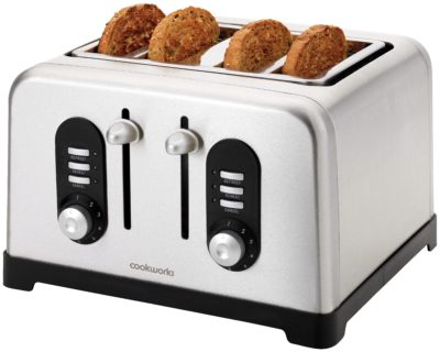 Cookworks Premium 4 Slice Toaster - Stainless Steel.